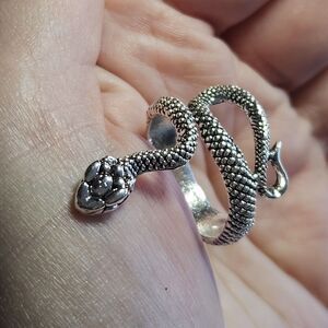 *Sale* Silver Tone Coiled Snake Adjustable Ring